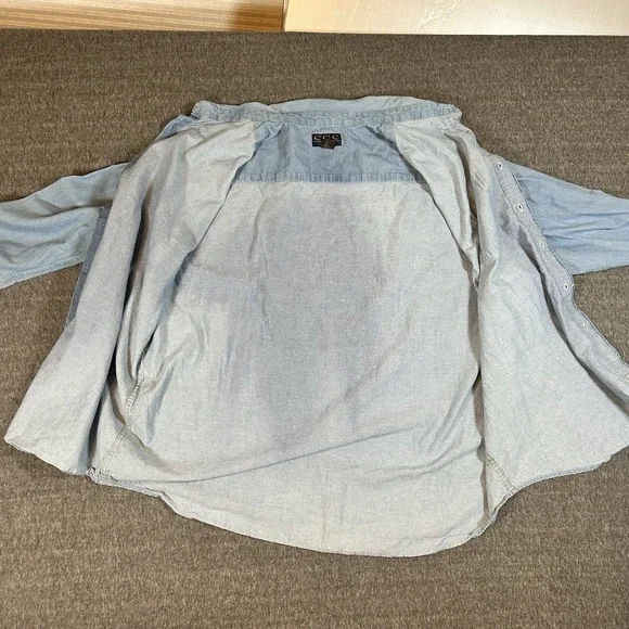 Mustang Shirt Adult 2XL Blue Denim Joe Blow Classic Car Ford Long Sleeve Shacket - Picture 7 of 10